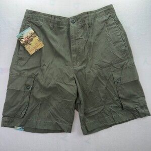 Van Heusen Resort Mens Cargo Shorts Olive Green Drawstring NWT Size 34 Interior